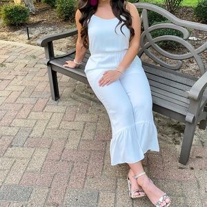 small white cropped pantsuit